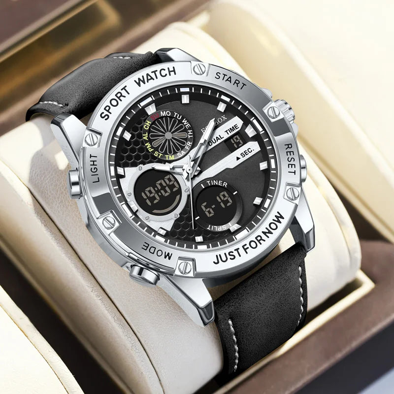 FOXBOX Fashion Military Watches for Men Luxury Original Sports Chronograph Watch Waterproof Quartz Clock Digital WristWatch