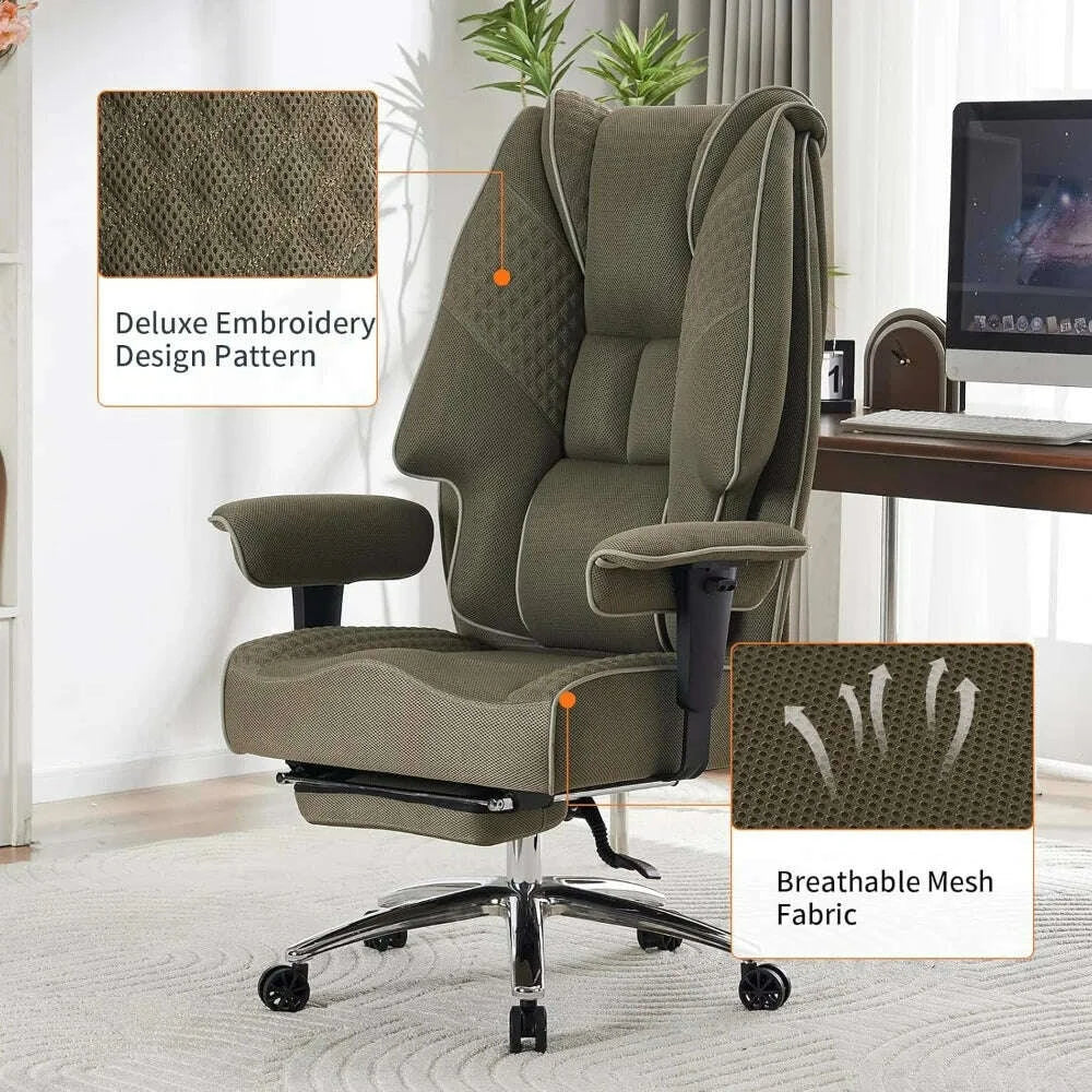 KIMLUD, big and tall office chair 400lbs wide seat, leather high back executive office chair with foot rest, ergonomic chairs lumbar sup, KIMLUD Womens Clothes