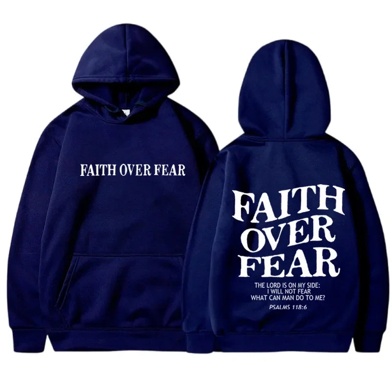 Hoodies – Faith Over Fear Print – Polyester Knit | KIMLUD
