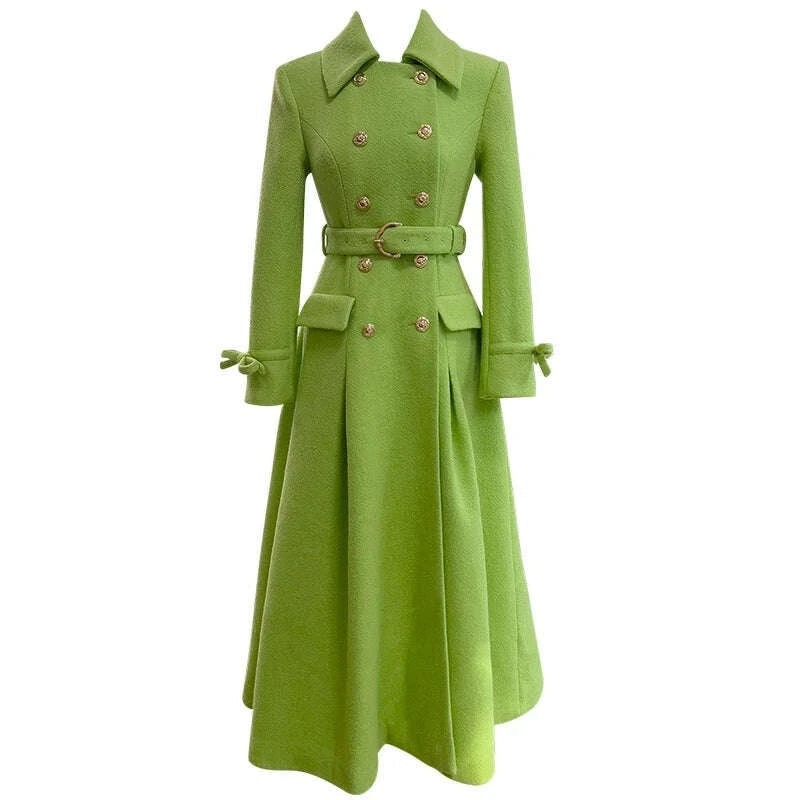woolen dresses for women Wool Double Breasted Coat Turn Down Collar