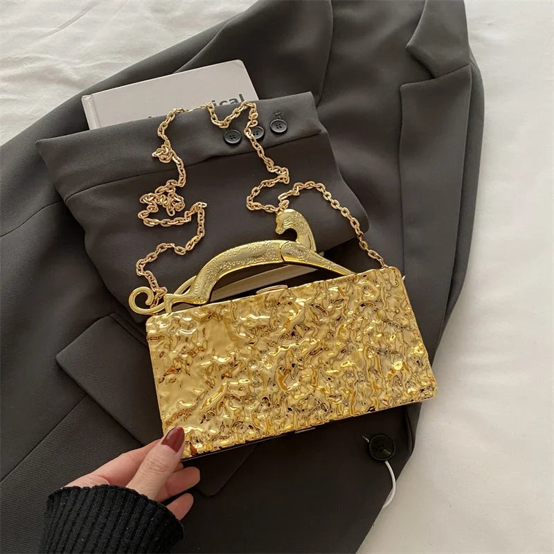 Luxury Acrylic Chain Mini Clutch — Gold Silver | KIMLUD