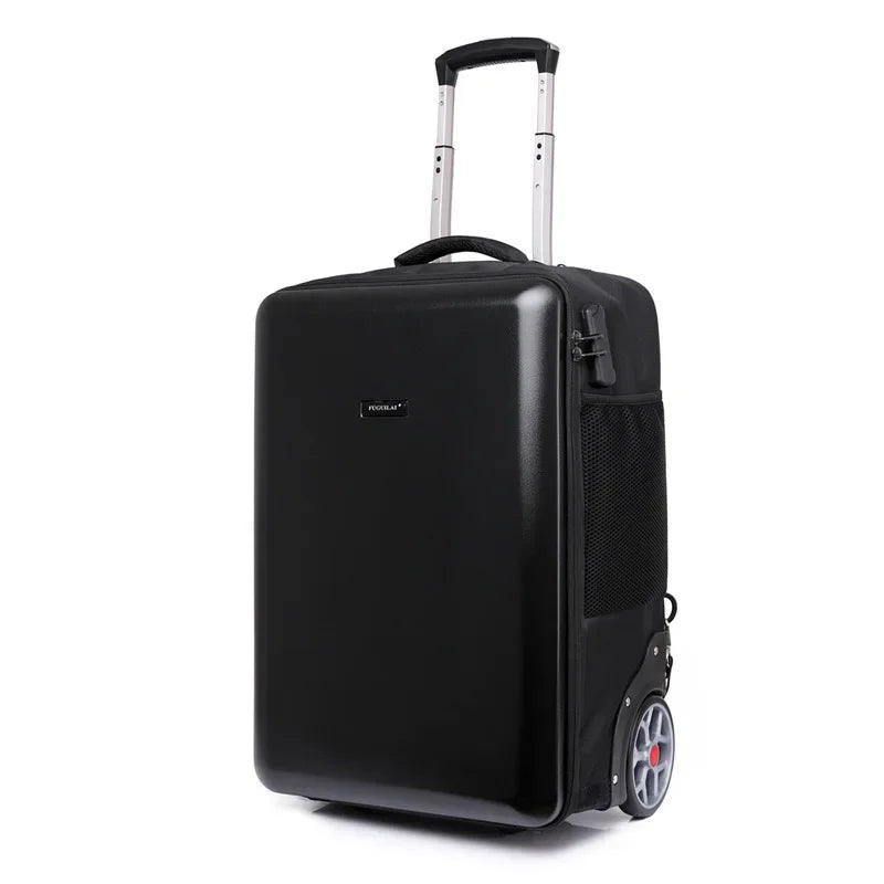 ABS Cabin Trolley Suitcase 19-22 Inch On Wheels — Black | KIMLUD