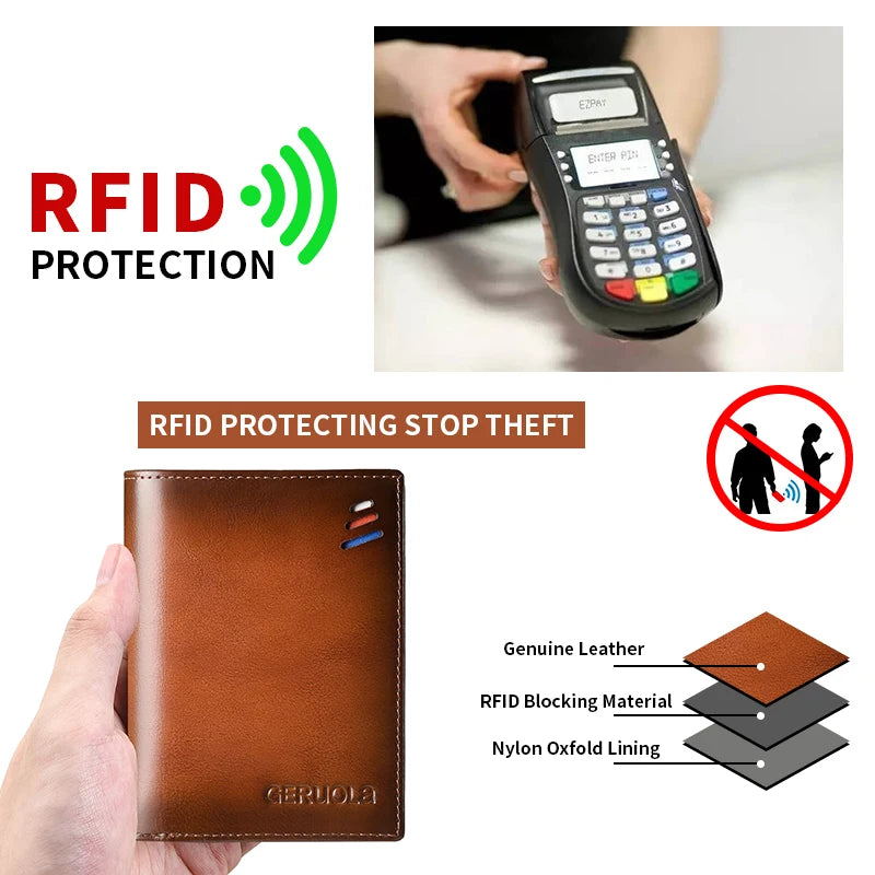 Men's Leather Wallet – Zipped Coin Pocket – RFID Protected – Cowhide | KIMLUD