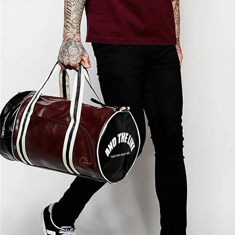 Gym Bag Men and Women Shoulder Bag Messenger Portable Training Basketball Bag Cylinder Travel Bags Sports Leather Handbag Tennis