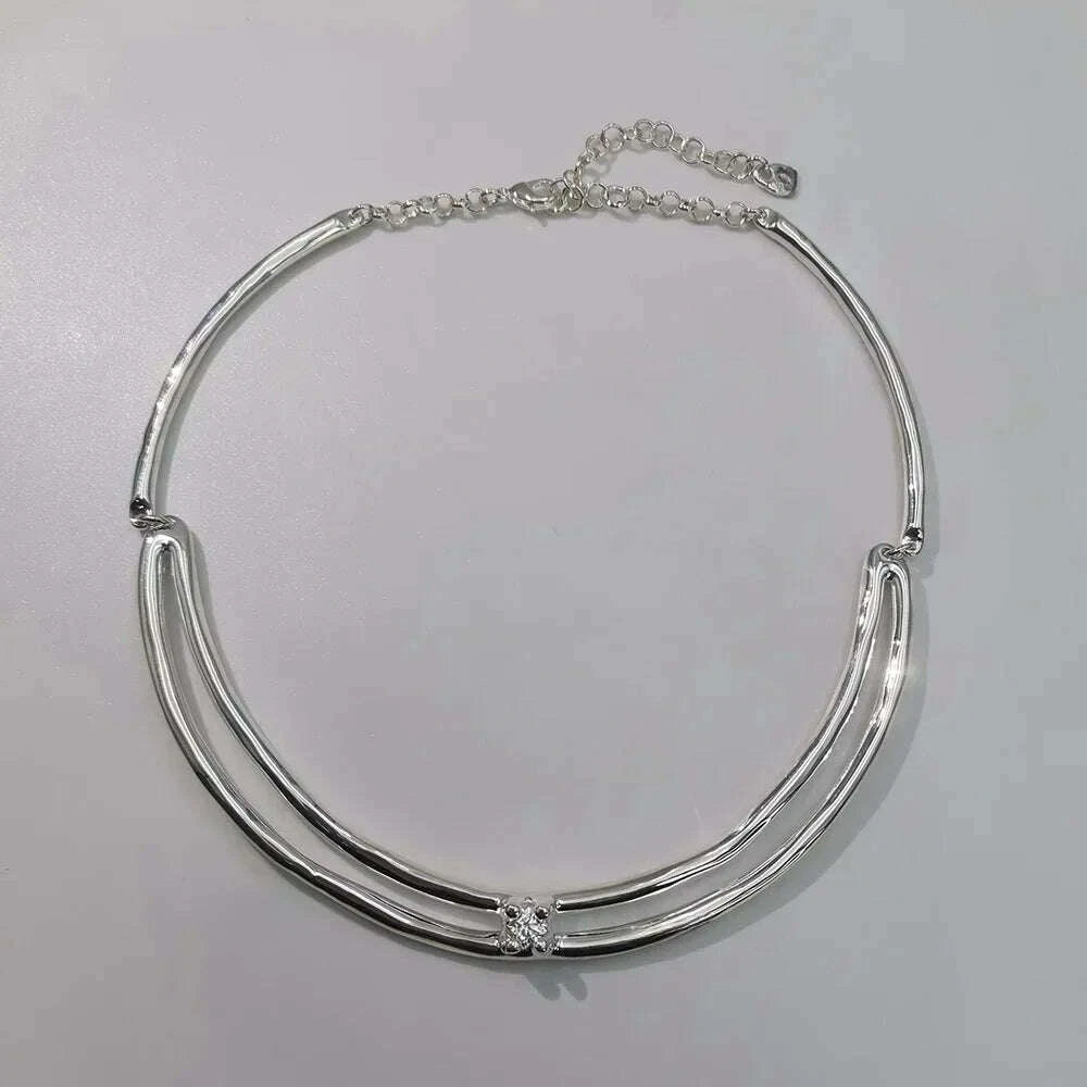 KIMLUD, 2025 Summer New Bestseller Shiny and Beautiful Blue Crystal Necklace, Women's Jewelry Gift, KIMLUD Womens Clothes