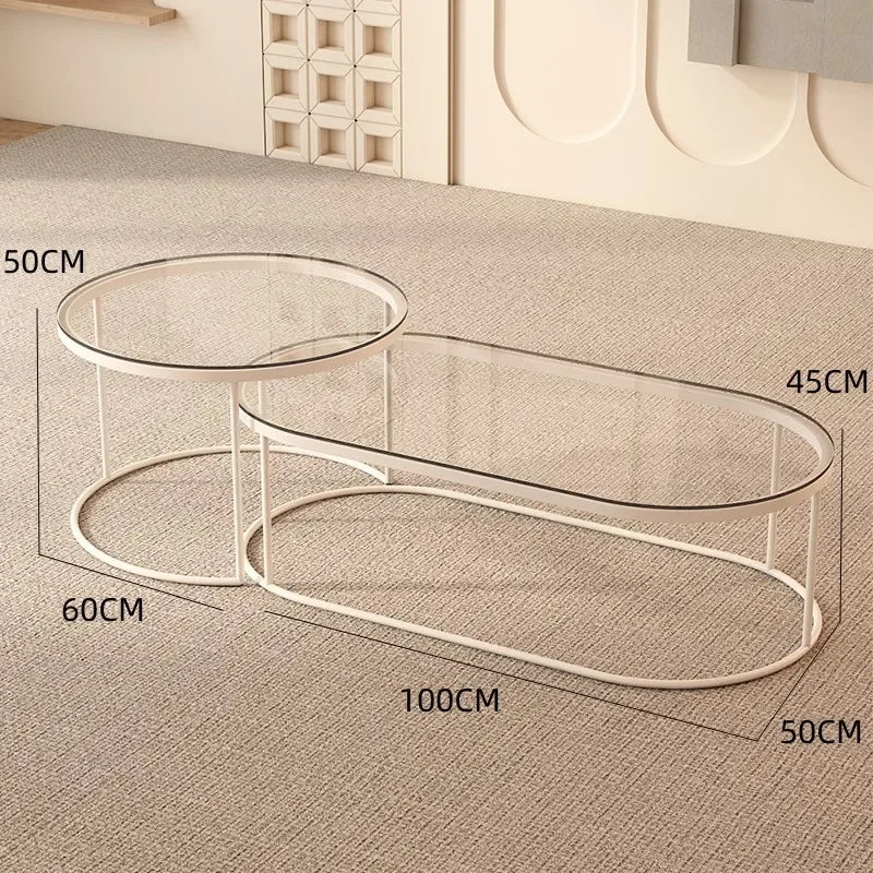 Glass Coffee Table Nordic Minimalist Living Room — Clear | KIMLUD