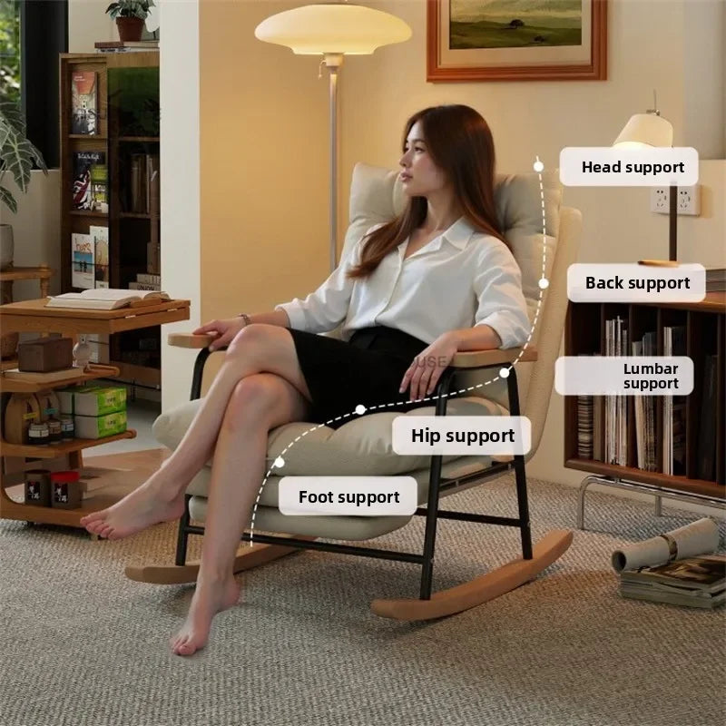 Modern Adjustable Backrest Leisure Living Room Chairs Luxury Rocking Chair for Bedroom Small Apartment Armchair Home Furniture