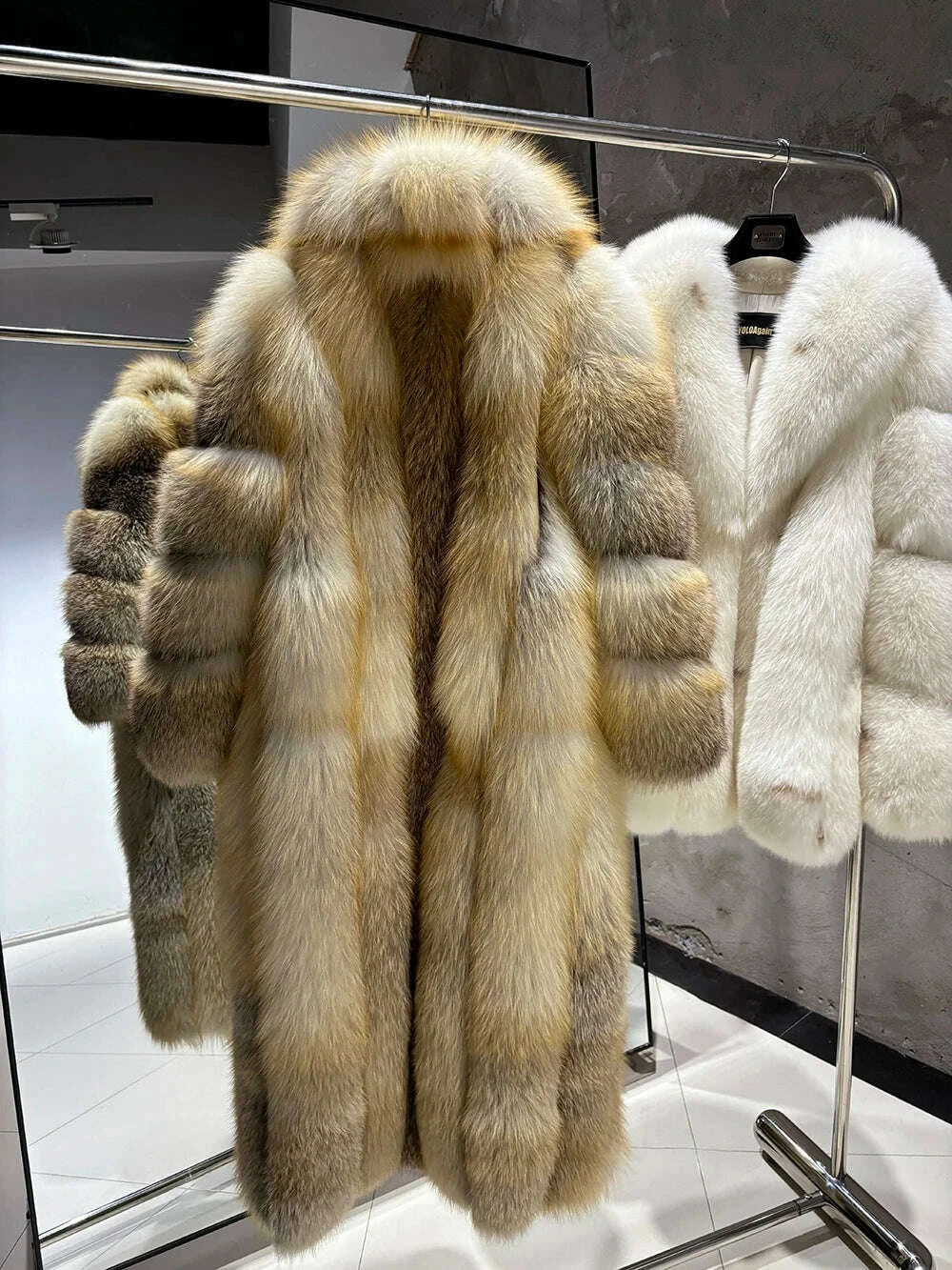 KIMLUD, YOLOAgain Luxury Long Real Fox Fur Jacket Coat Women2025 Winter Natural Golden Fox Fur Coat Outerwear, KIMLUD Womens Clothes