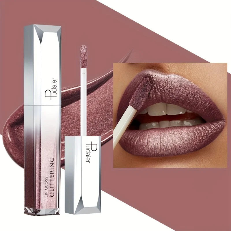 Metallic Lip Gloss Set Waterproof Long-Lasting — Mauve Rose | KIMLUD