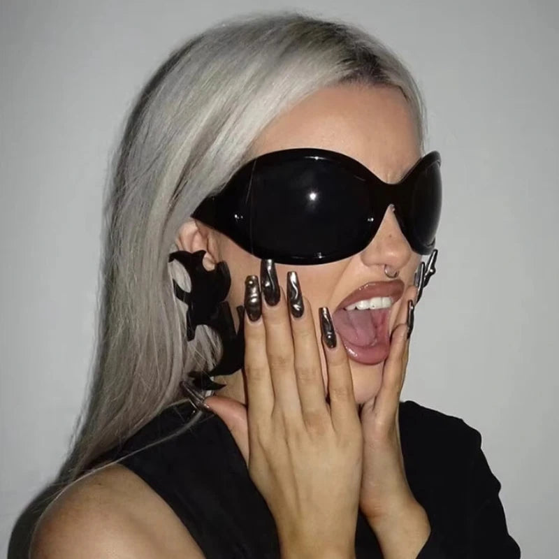 Oversized Plastic Sunglasses Oval — Ivory | KIMLUD