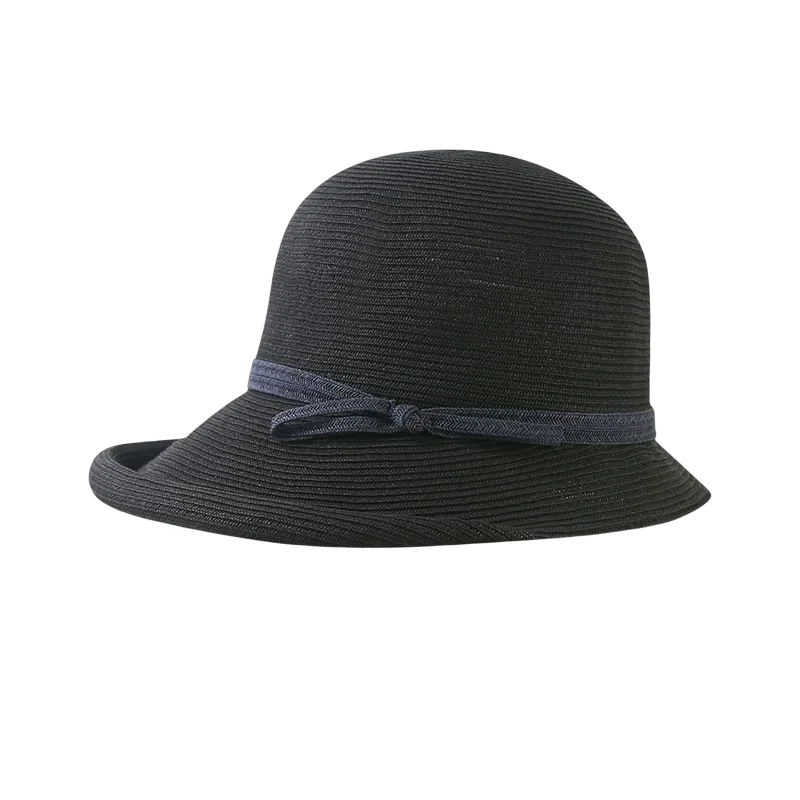 KIMLUD, Hepburn Style Straw Hat Women Age Reduction Face Small Curly Edge SunHat Female Summer Beach Hat Japan Holiday Party Cap UPF50+, Black / CHINA, KIMLUD APPAREL - Womens Clothes