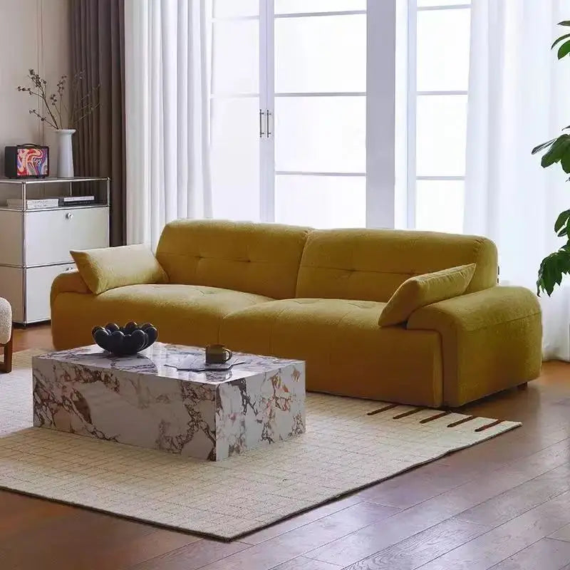 Nordic Modern Luxury Sofa With Puffs Futon Recliner — Cream | KIMLUD