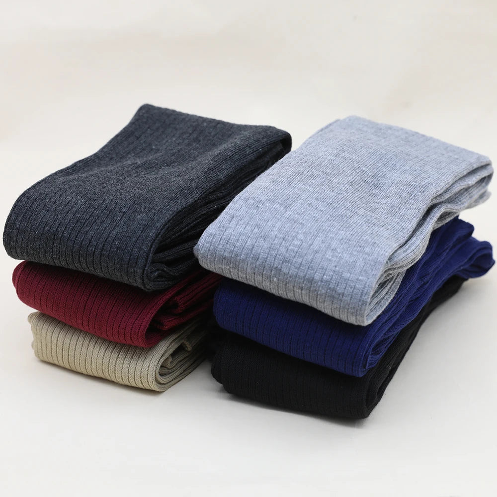 Knit Ultra-Warm Over-Knee Stockings Striped — Black | KIMLUD