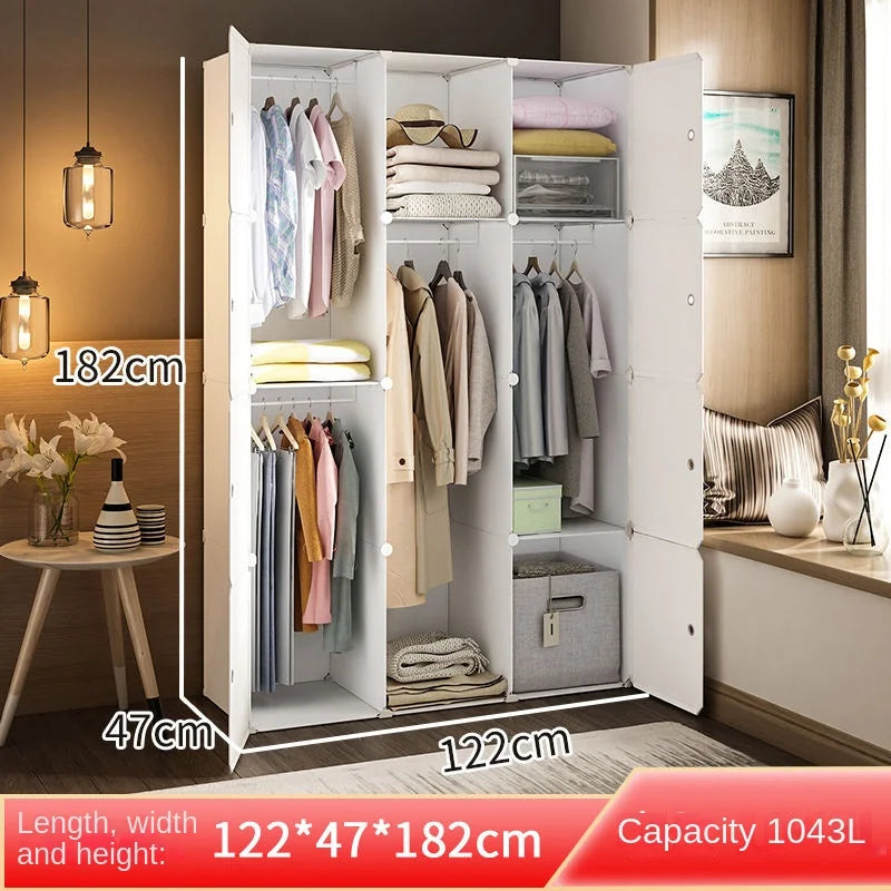 Plastic Wardrobe Collapsible with Large Space — White | KIMLUD