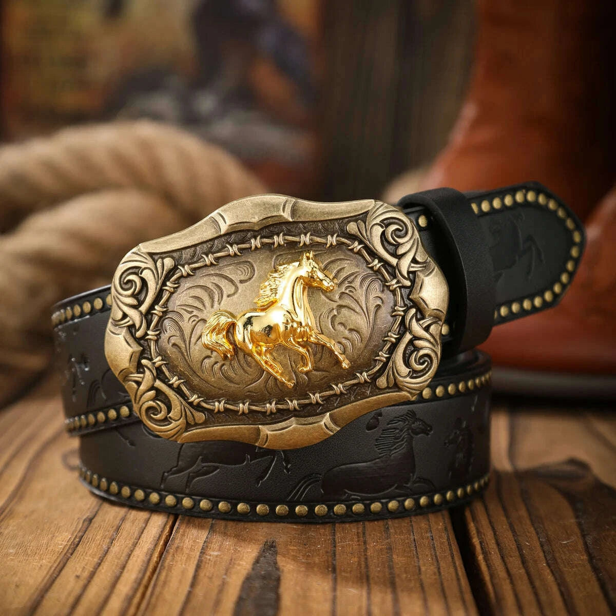 KIMLUD, Vintage and fashion collision! PU leather alloy buckle waistband, for both men and women, to create a personalized western styl, KIMLUD Womens Clothes
