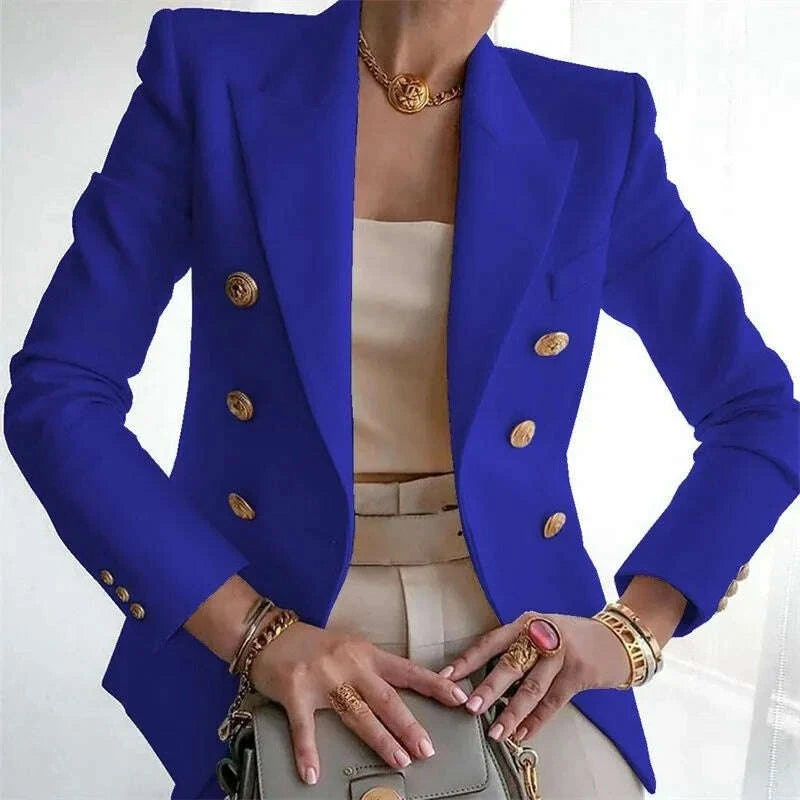 KIMLUD, Women's Small Blazer Jacket 2025 Spring Autumn Casual Office Elegant Ladies Suit Coat High-end Double-breasted Lady Outerwear, KIMLUD Womens Clothes