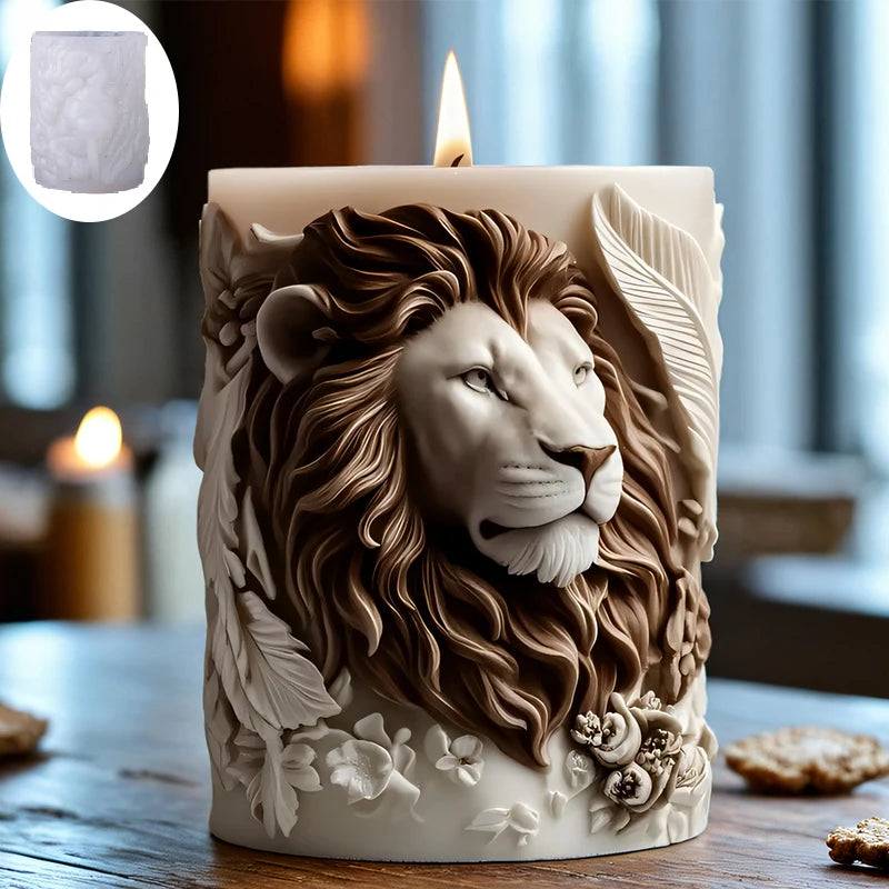 KIMLUD, 3D Lion Relief Candle Mold - Fine Lion Hair Replication High-Temperature Resistant Easy Unmold for DIY Aromatherapy Candles Home, KIMLUD Womens Clothes