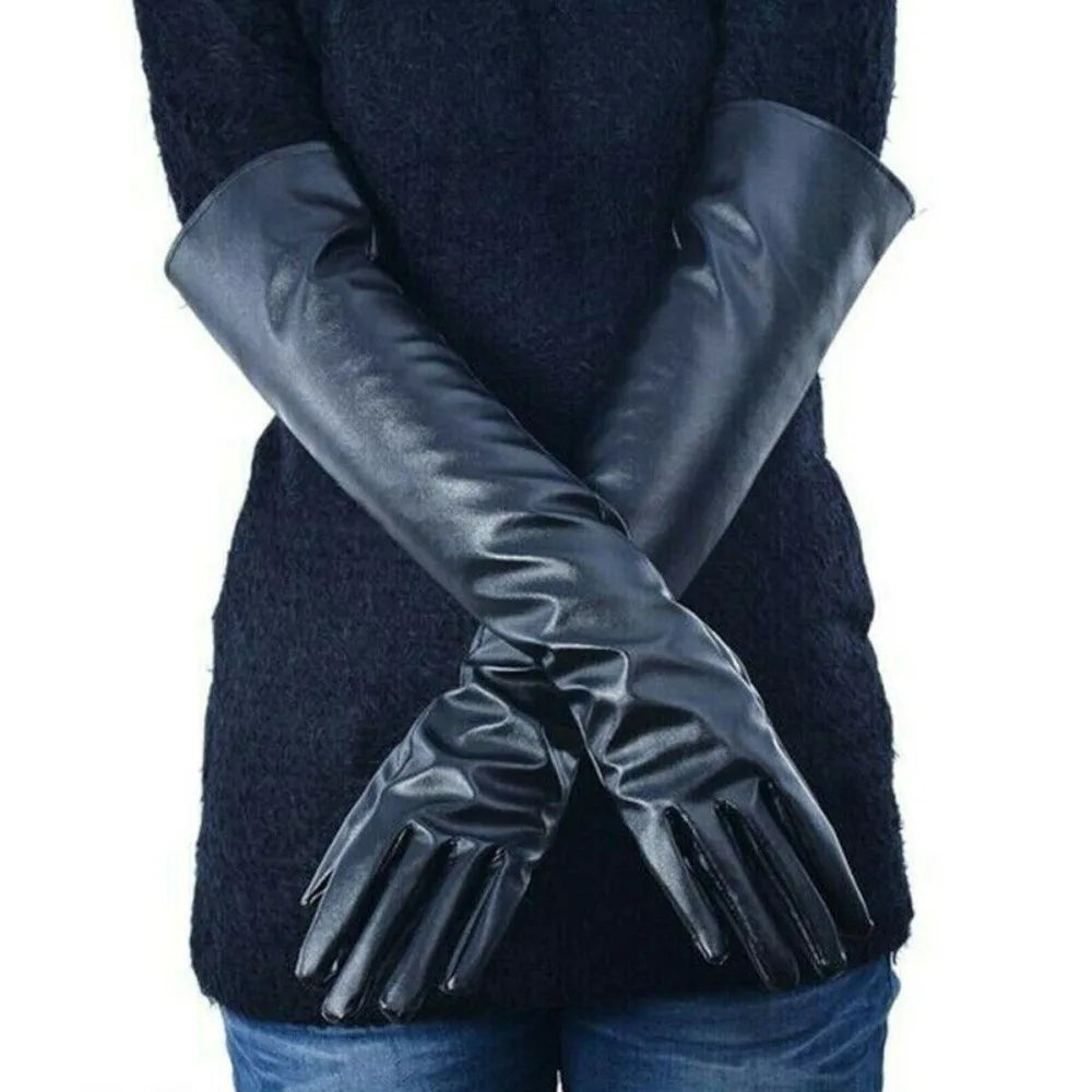 Long Elbow Gloves – Soft Lined – Synthetic Leather | KIMLUD