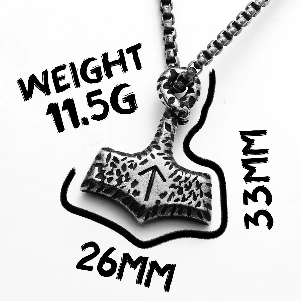 Retro Unique Thor's Hammer Men Necklaces With Pendant Stainless Steel Jewelry For Male Women Punk Hip Hop Accessories Gifts