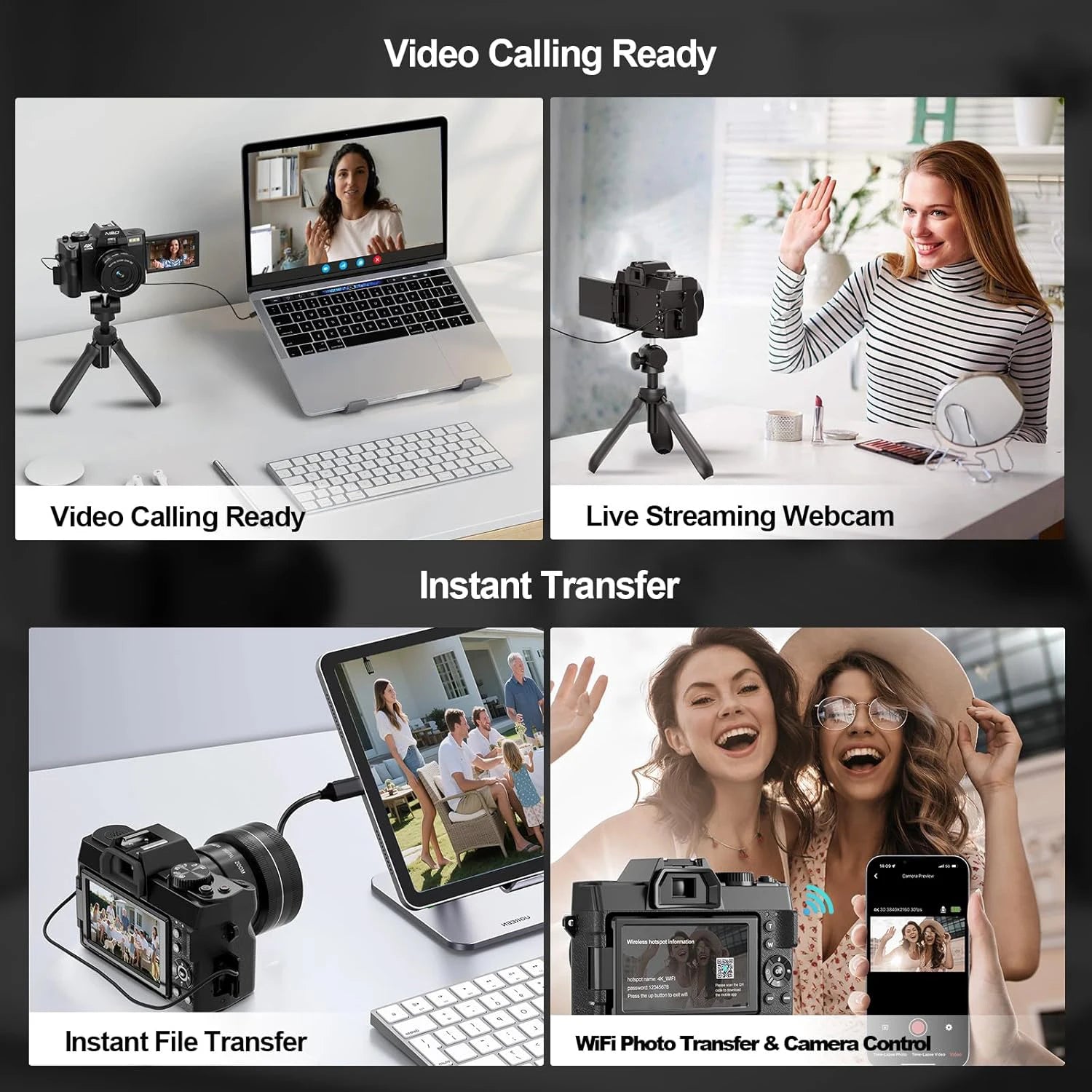 NBD Compact Digital Photography Camera4K Wireless Network Camera Retro Vlog Recorder YouTube 48MP Camera 3"flip Screen