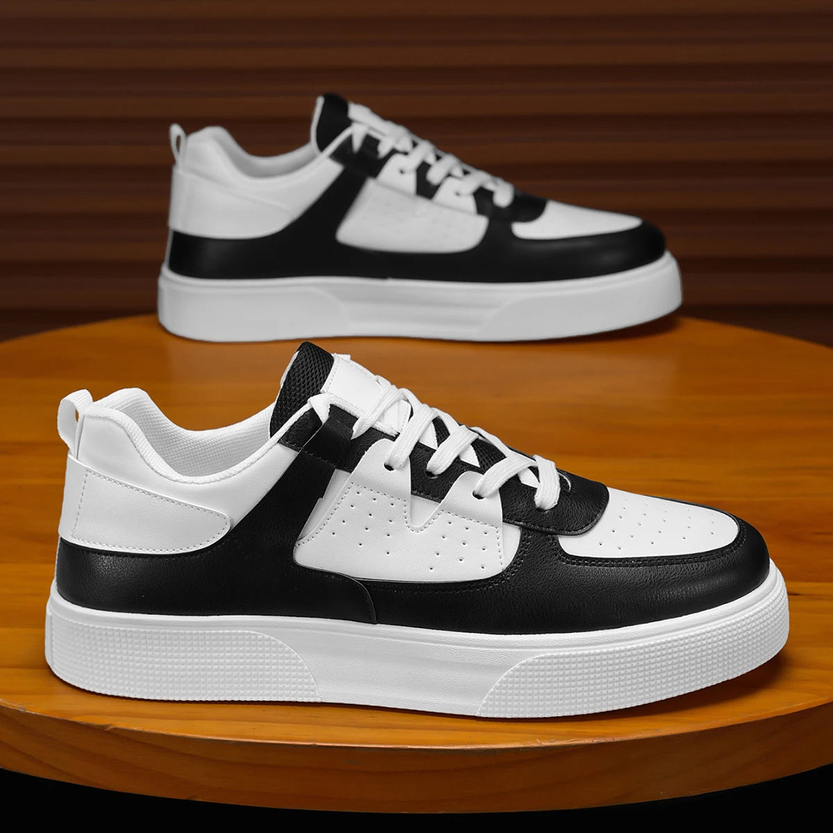 Minimalist Synthetic Leather Casual Sneakers With Lightweight Comfort For City Trails — White | KIMLUD