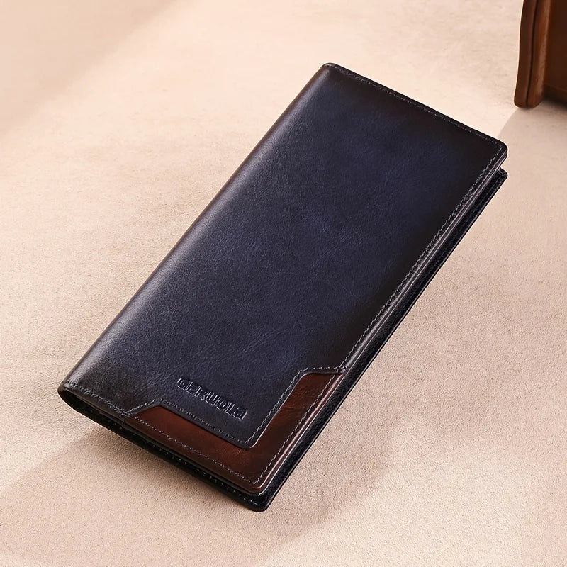 Wallet – Long Card Holder – Cow Leather – Silver | KIMLUD