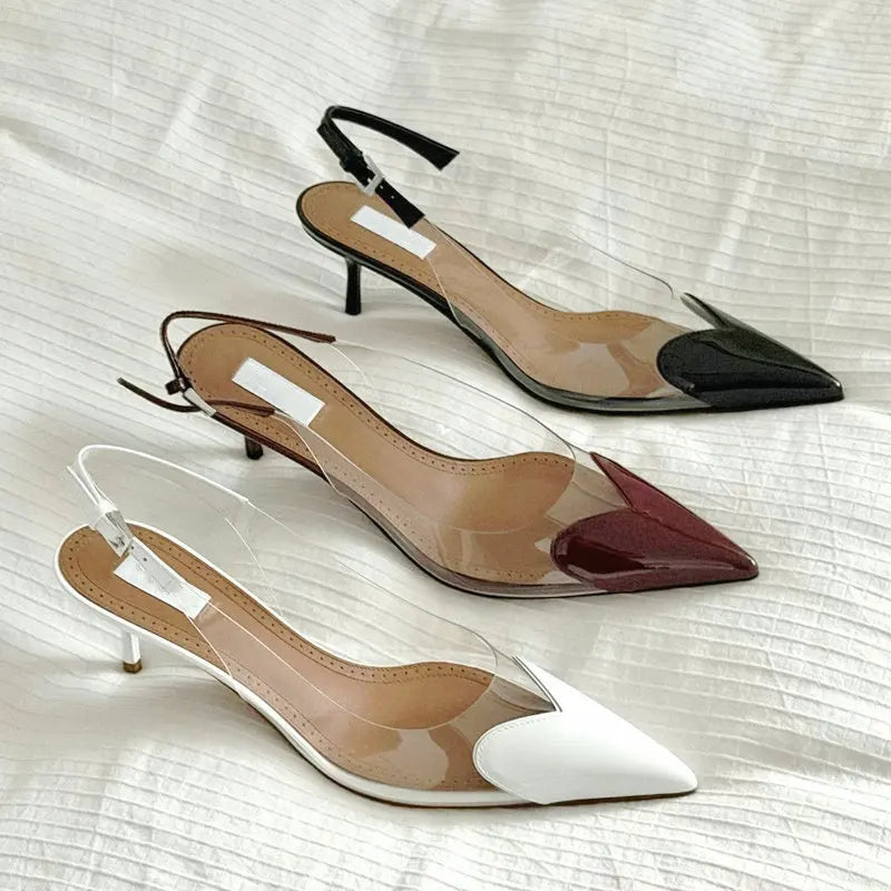 Transparent PVC Pointed Stiletto Pumps — Clear | KIMLUD