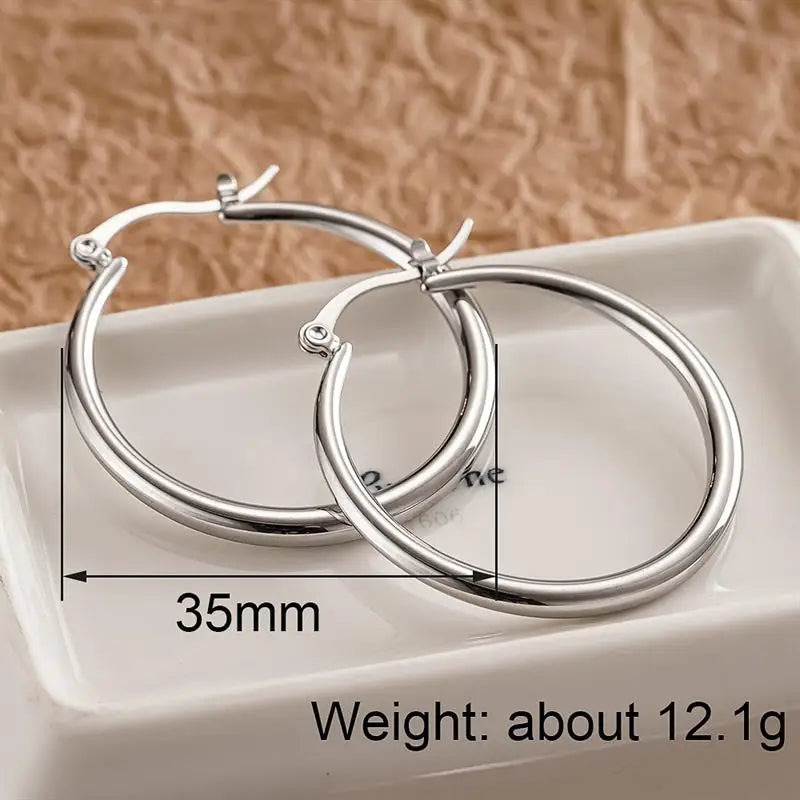 Hoop Earrings – Circle – Stainless Steel For Women | KIMLUD
