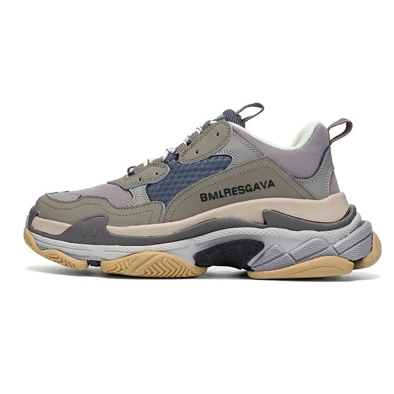 Breathable Mesh Upgraded Dad Shoes Six-Layer Sole Cushioned Insole For Everyday City Wear — Black | KIMLUD