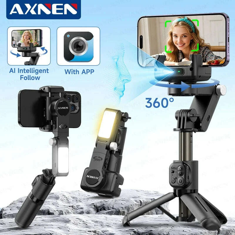 gimbal-q19-ai-desktop-360°-auto-rotation-face-track-anti-shake-selfie-stick-handheld-stabilizer-with-fill-light-for-smartphoneskimludkimlud-35561664