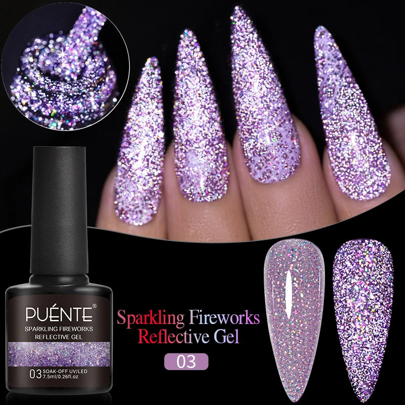 Reflective Glitter Gel Nail Polish Multidimensional Holographic Sparkle, UV-Curable Finish — Pink Lilac | KIMLUD