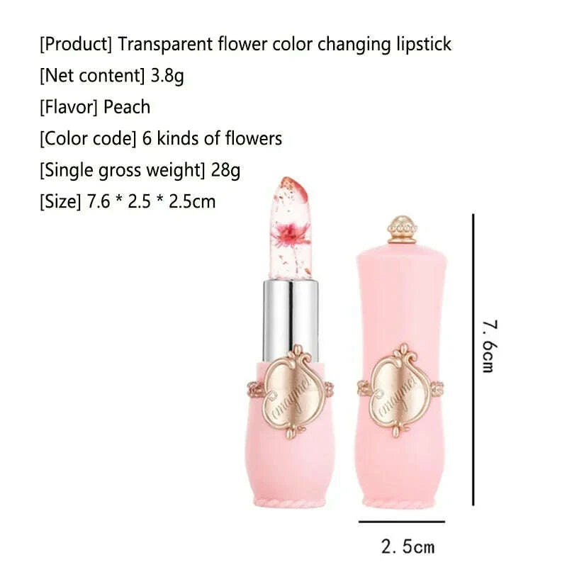 KIMLUD, Jelly Dried Flower Color Changing Lip Balm Transparent Moisturizing Make Up Lipstick Repair Dry Cracks for Lips Care Lipgloss, KIMLUD Womens Clothes