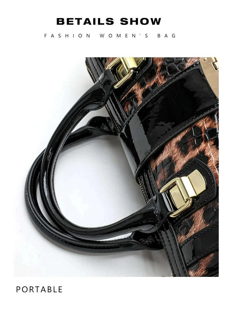 KIMLUD, Aidrani A Trendy Leopard Print WOMEN'S Handbag Made of Glossy Material Waterproof and Scratch Resistant Technology and High-qua, KIMLUD Womens Clothes