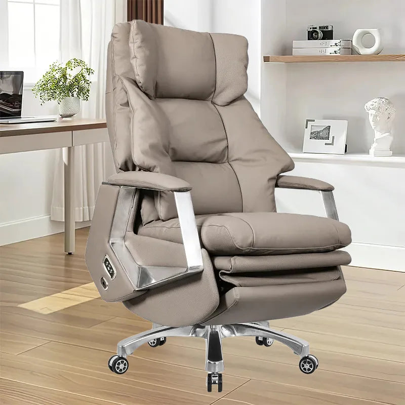 Genuine Leather Electric Office Chair with Massage Lunch Break Function Chairman CEO boss Computer Chair
