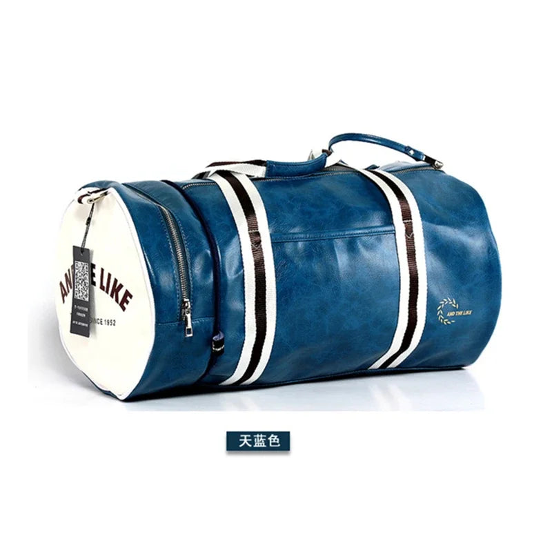 Gym Bag Men and Women Shoulder Bag Messenger Portable Training Basketball Bag Cylinder Travel Bags Sports Leather Handbag Tennis