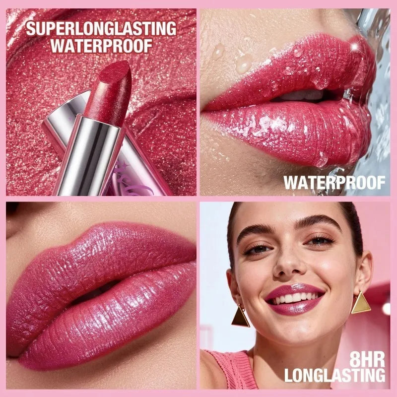 14 Colors Metallic Sparkle Lipstick Polarizing Glitter Shiny Lip Gloss Waterproof Long Lasting Gold Pearl Shine Sexy Lips Makeup