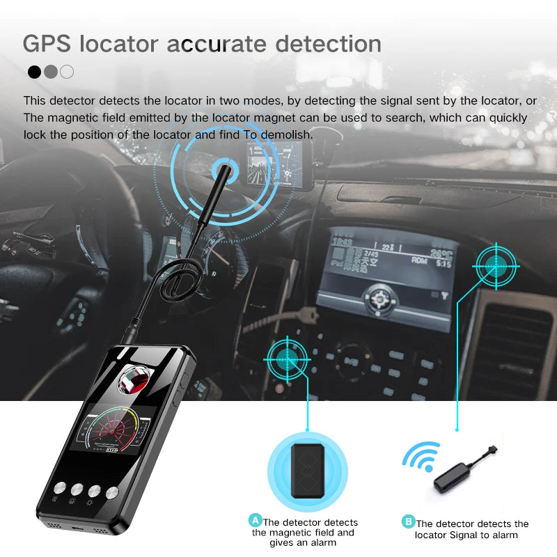 Sleek Stainless Anti Spy Detector Portable — Black | KIMLUD