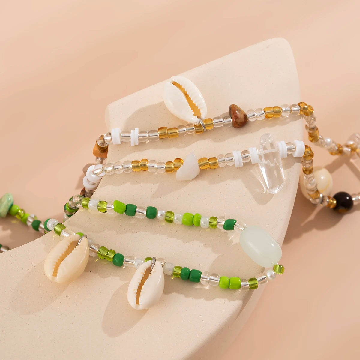 Bohemian Waist Chain Beaded Hand-Woven — Lime Champagne | KIMLUD