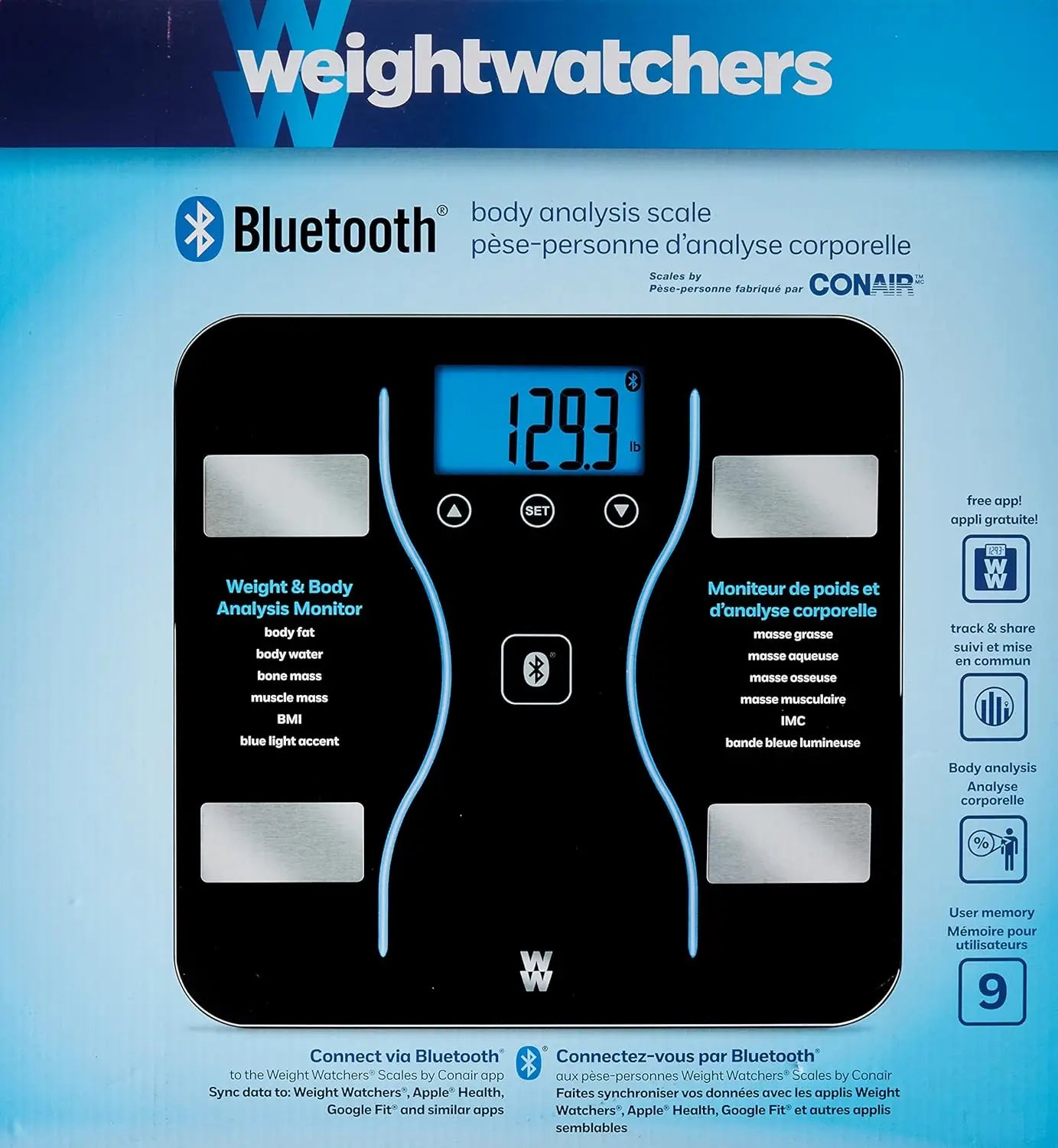 Digital Bluetooth Bathroom Scale with BMI and Body Fat Analysis, Supports 9 Users up to 400 Lbs, Black