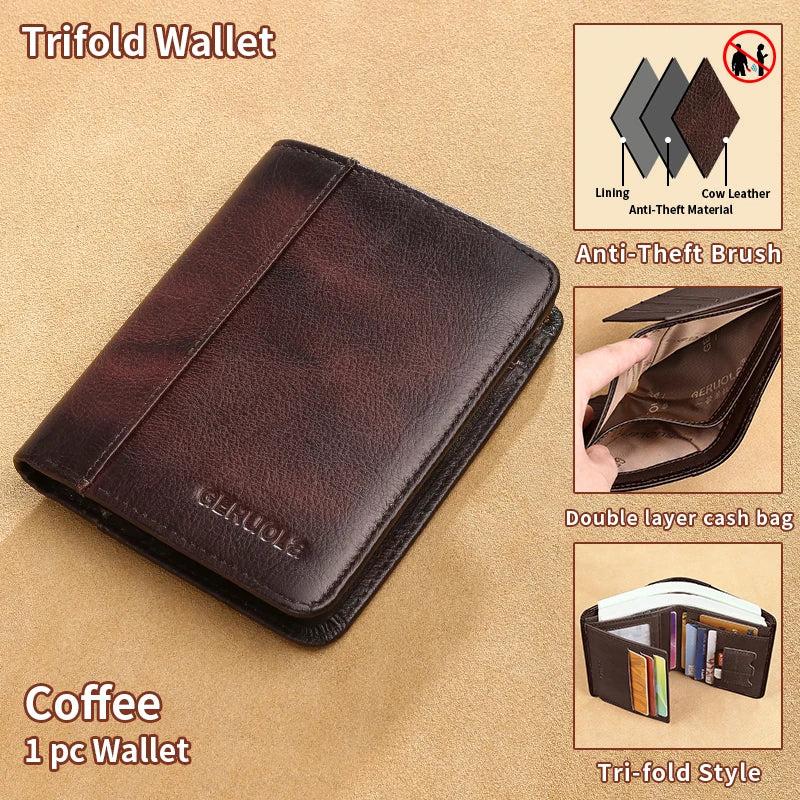 Compact Wallet – RFID Protected – Top-Grain Brown Leather – Gradient Finish | KIMLUD