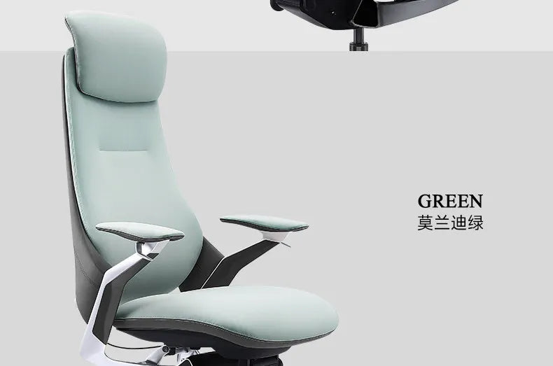 Leather Ergonomic Office Chair Solid — Ivory | KIMLUD