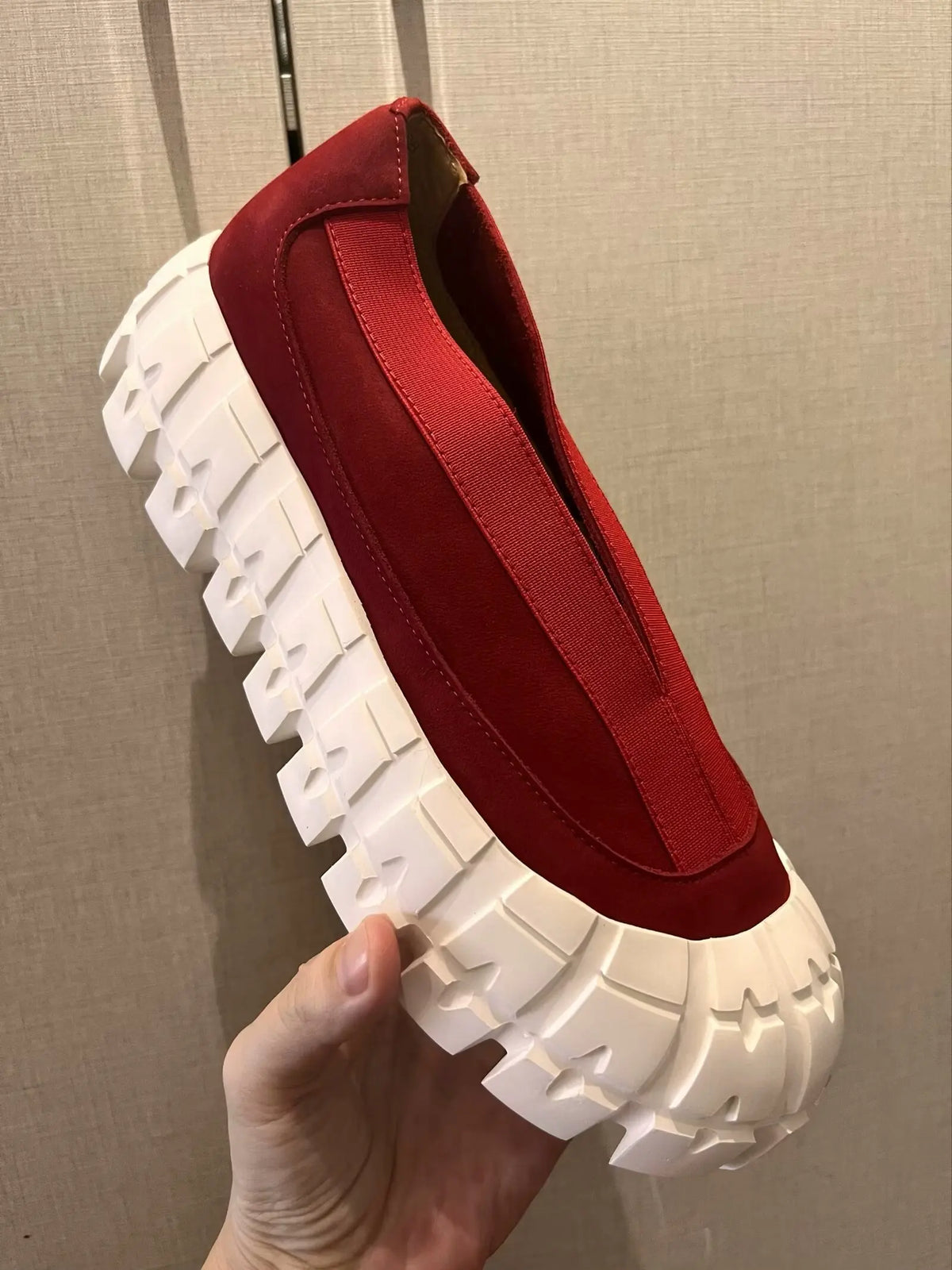 Birkuir Original Genuine Leather Flat Platform Shoes For Women Loafers Shoes Slip On Red Luxury Thick Heel Ladies Platform Shoes