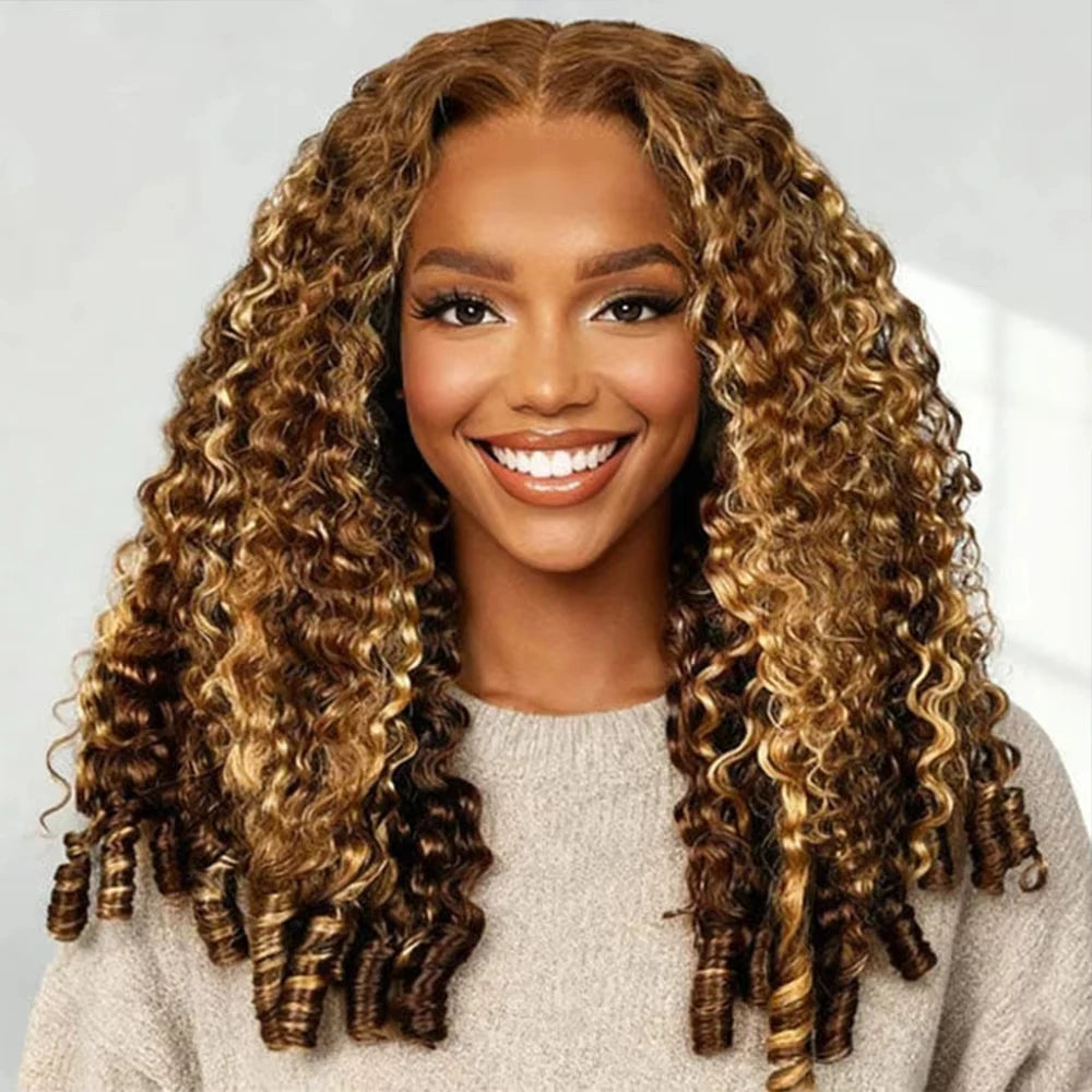 Remy Human Hair Half Wig 3-In-1 Glueless Clip-Ins — Ombre Highlight | KIMLUD