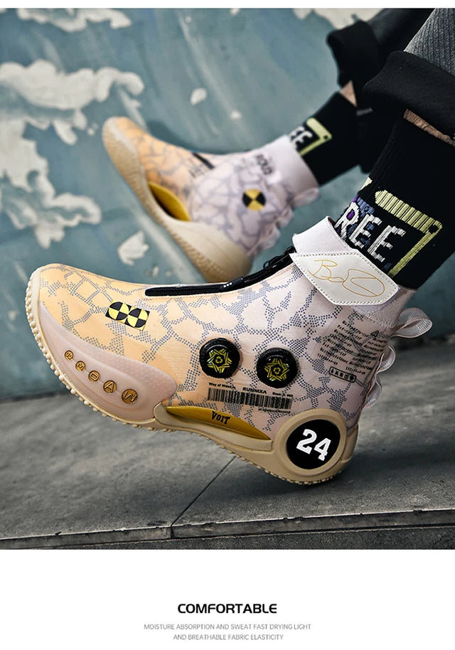 New basketball shoes male high top students wear-resistant outdoor concrete actual combat flying woven breathable combat boots