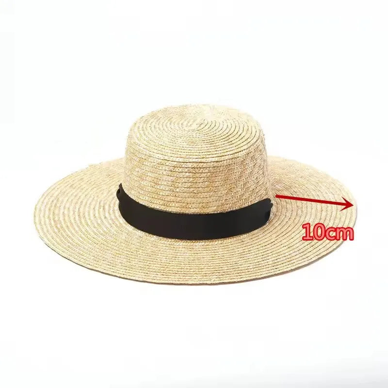 Straw Solid Fedora Hat Unisex Natural — Black | KIMLUD