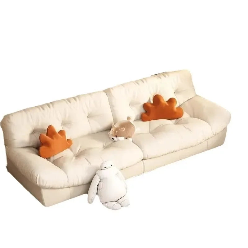 Anti-Cat Scratch Fabric Sectional Sofa With Solid Wood Frame — Ivory Cream | KIMLUD