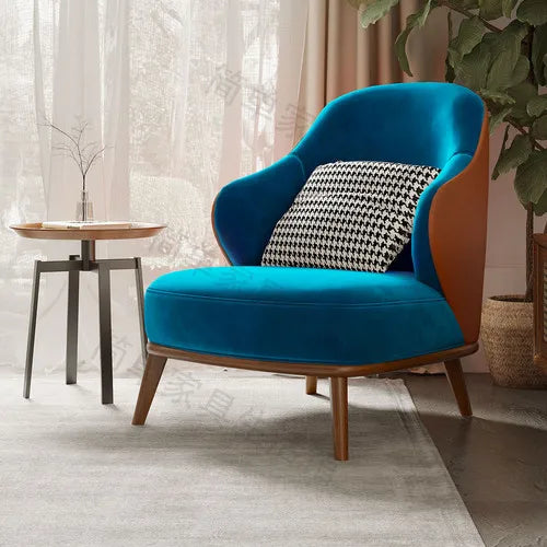 Velvet Nordic Lounge Chair With Cloud Cushion — Ivory | KIMLUD