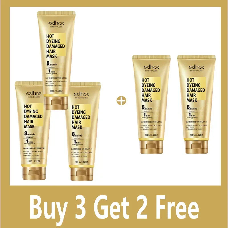 Keratin Hair Mask Smoothing Repair Frizz Shine — Gold | KIMLUD