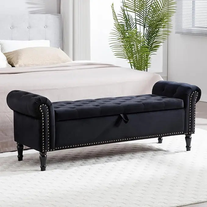 67'' End of Bed Storage Bench King Size, Storage Bench for Bedroom End of Bed, Upholstered Tufted Storage Ottoman Benches with A