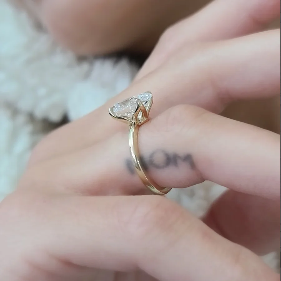 14K White Gold Oval Cut Lab Grown Diamond Engagement Ring 3 Carat CVD diamond ring Lab Diamond Engagement Ring Halo Rings IGI - KIMLUD